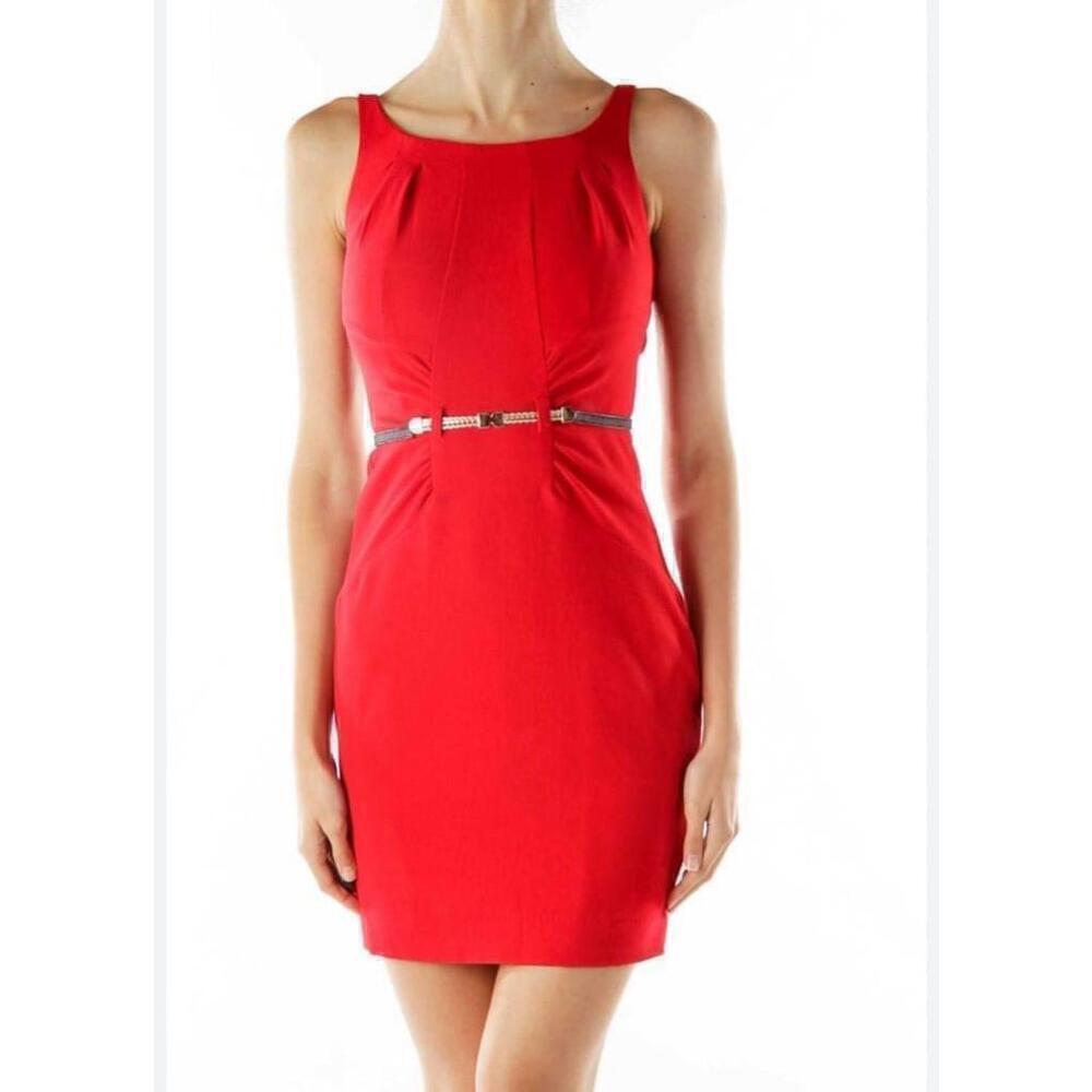 Women's XOXO Red Sleeveless Belted Dress Size 1/2